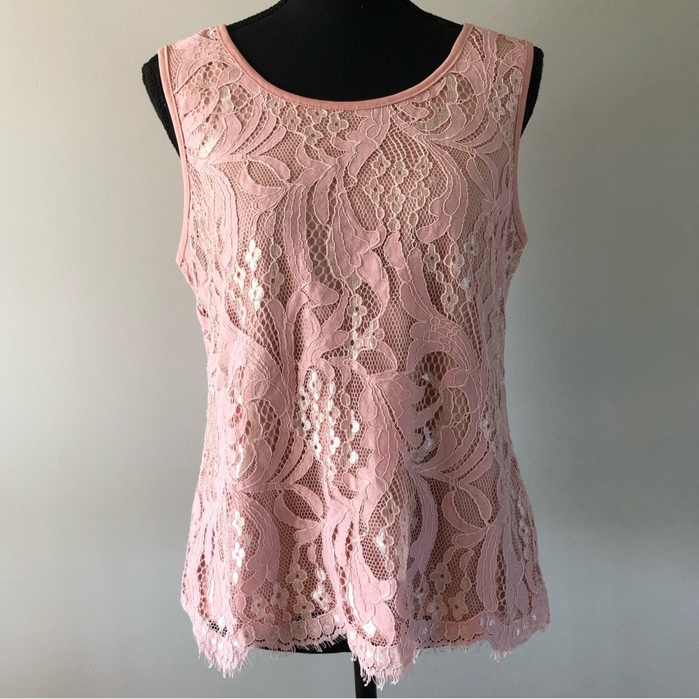 Women’s Luna Moon Pink Lace Sleeveless Top size M
